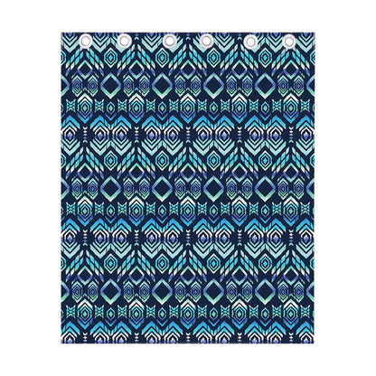 Blue Native Aztec Tribal Pattern Print Curtain