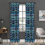 Blue Native Aztec Tribal Pattern Print Curtain