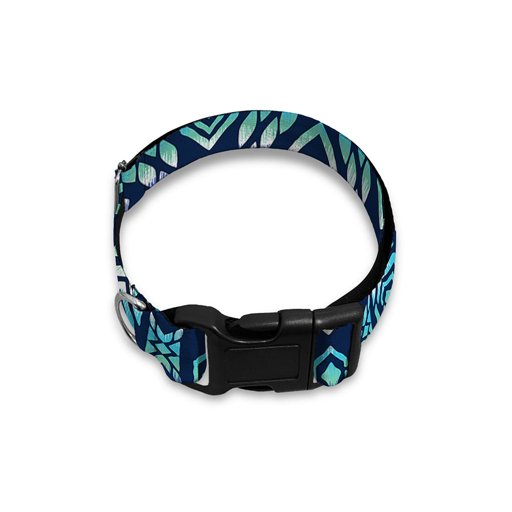 Blue Native Aztec Tribal Pattern Print Dog Collar