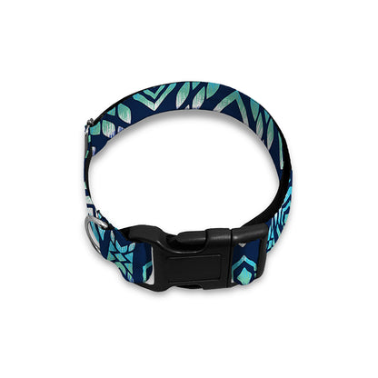 Blue Native Aztec Tribal Pattern Print Dog Collar