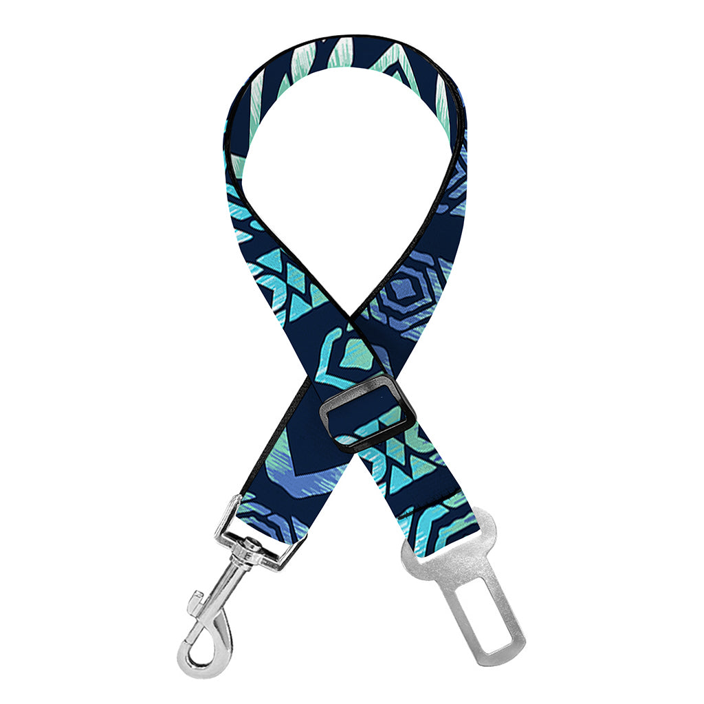 Blue Native Aztec Tribal Pattern Print Dog Seat Belt