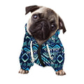 Blue Native Aztec Tribal Pattern Print Dog Zip Up Hoodie