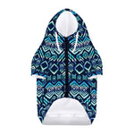 Blue Native Aztec Tribal Pattern Print Dog Zip Up Hoodie