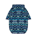Blue Native Aztec Tribal Pattern Print Dog Zip Up Hoodie