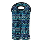 Blue Native Aztec Tribal Pattern Print Double Neoprene Wine Tote