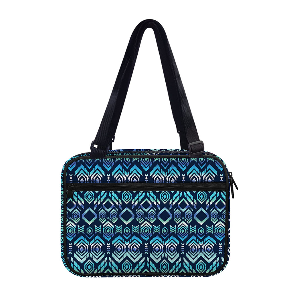 Blue Native Aztec Tribal Pattern Print Double Strap Bible Bag