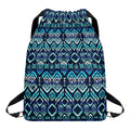 Blue Native Aztec Tribal Pattern Print Drawstring Backpack