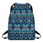 Blue Native Aztec Tribal Pattern Print Drawstring Backpack