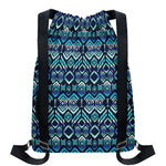 Blue Native Aztec Tribal Pattern Print Drawstring Backpack