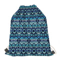 Blue Native Aztec Tribal Pattern Print Drawstring Bag