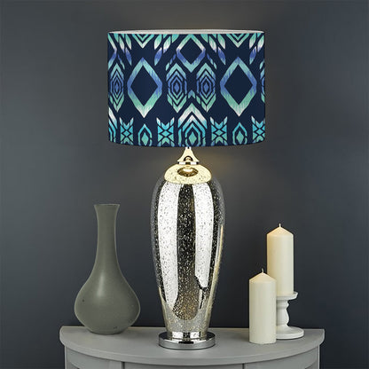 Blue Native Aztec Tribal Pattern Print Drum Lamp Shade