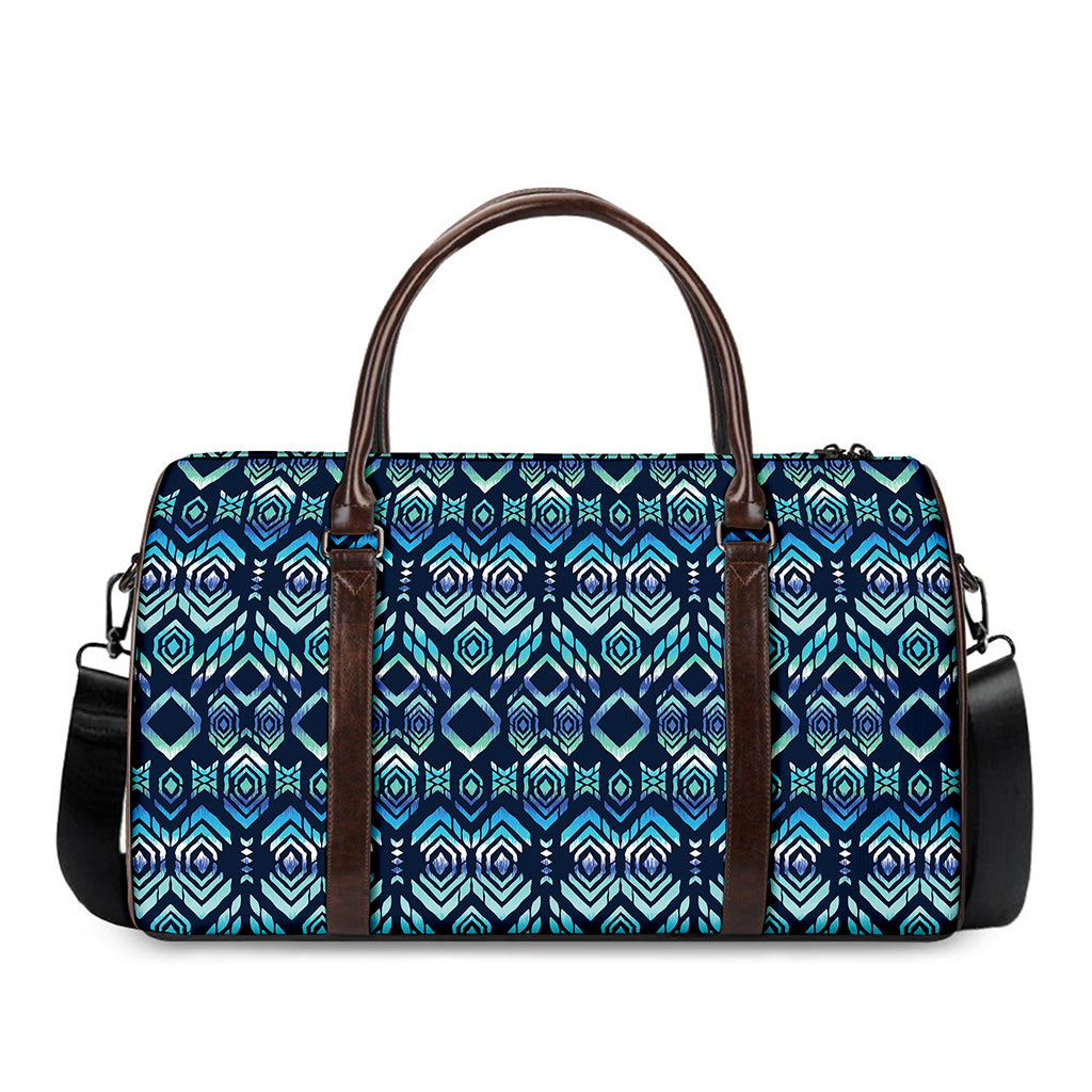 Blue Native Aztec Tribal Pattern Print Duffle Bag