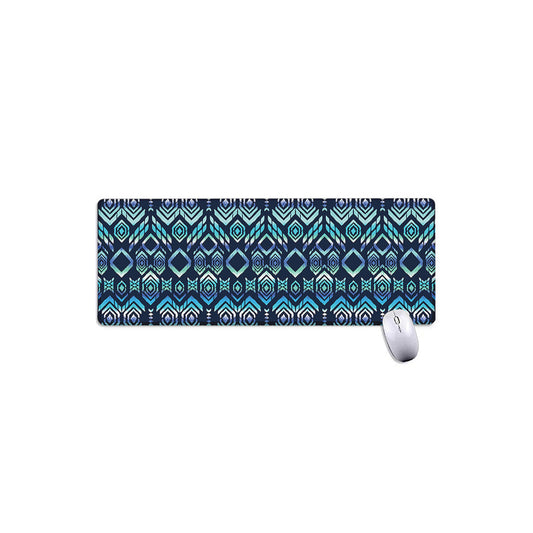 Blue Native Aztec Tribal Pattern Print Extended Mouse Pad