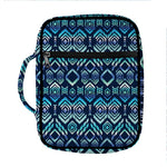 Blue Native Aztec Tribal Pattern Print Front Pocket Bible Bag