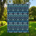 Blue Native Aztec Tribal Pattern Print Garden Flag