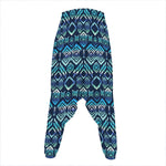 Blue Native Aztec Tribal Pattern Print Hammer Pants