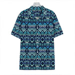 Blue Native Aztec Tribal Pattern Print Hawaiian Shirt