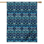 Blue Native Aztec Tribal Pattern Print House Flag