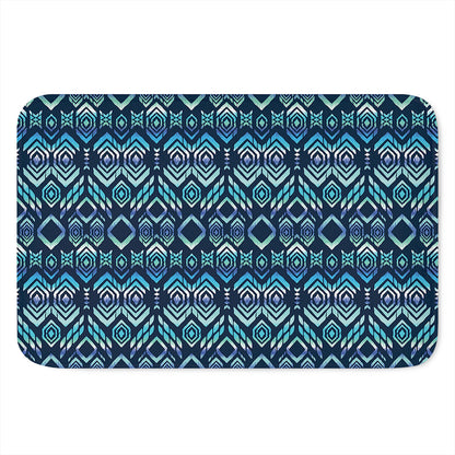Blue Native Aztec Tribal Pattern Print Indoor Door Mat
