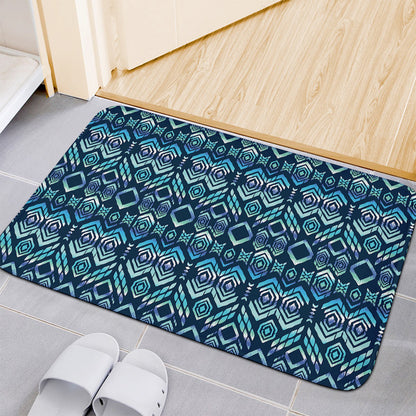 Blue Native Aztec Tribal Pattern Print Indoor Door Mat