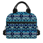 Blue Native Aztec Tribal Pattern Print Insulated Lunch Bag