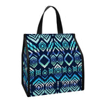 Blue Native Aztec Tribal Pattern Print Insulated Lunch Tote