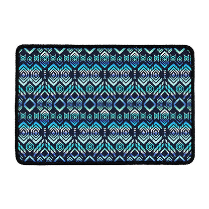 Blue Native Aztec Tribal Pattern Print Kitchen Mat
