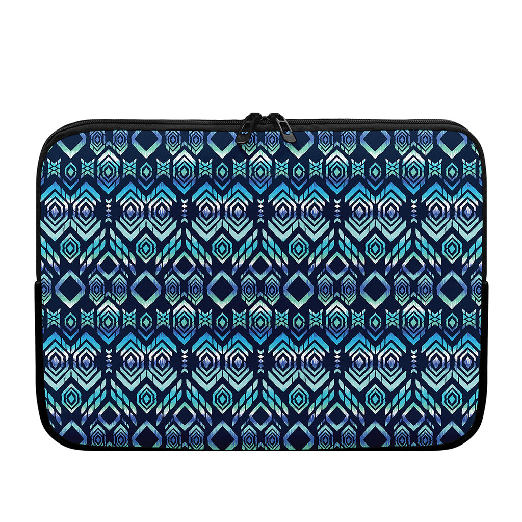Blue Native Aztec Tribal Pattern Print Laptop Sleeve