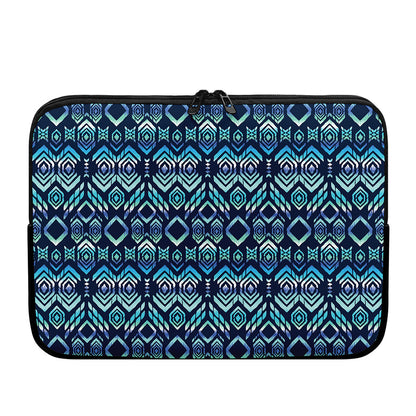 Blue Native Aztec Tribal Pattern Print Laptop Sleeve