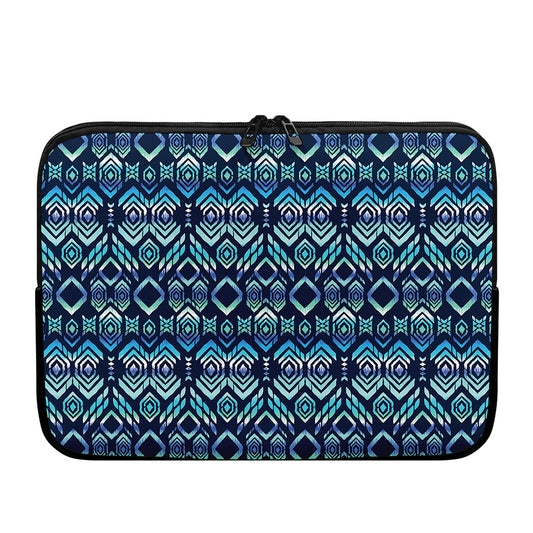 Blue Native Aztec Tribal Pattern Print Laptop Sleeve