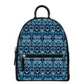 Blue Native Aztec Tribal Pattern Print Leather Backpack