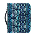 Blue Native Aztec Tribal Pattern Print Leather Bible Cover