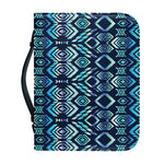 Blue Native Aztec Tribal Pattern Print Leather Bible Cover