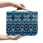 Blue Native Aztec Tribal Pattern Print Leather Bible Cover