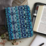 Blue Native Aztec Tribal Pattern Print Leather Bible Cover