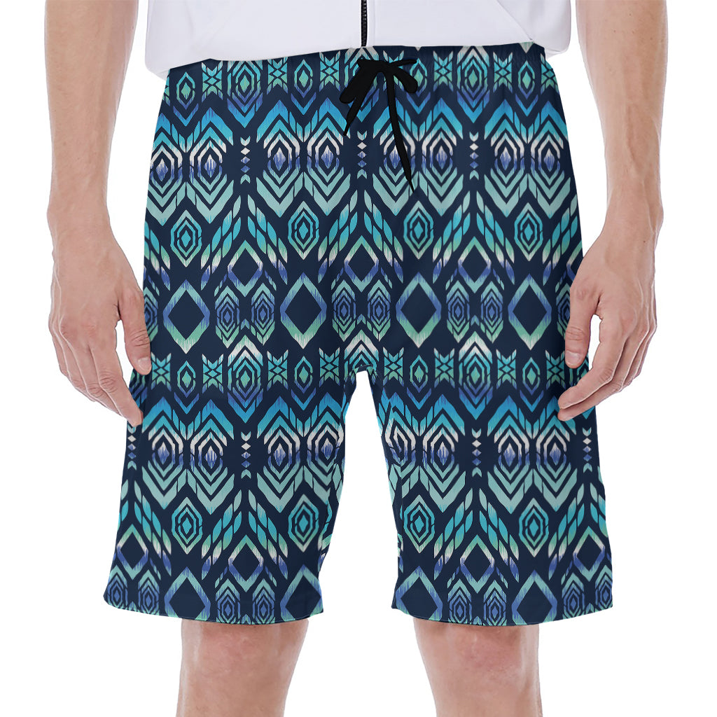 Blue Native Aztec Tribal Pattern Print Men's Beach Shorts