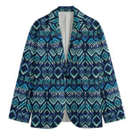 Blue Native Aztec Tribal Pattern Print Men's Blazer