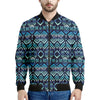 Blue Native Aztec Tribal Pattern Print Men's Bomber Jacket
