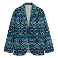 Blue Native Aztec Tribal Pattern Print Men's Cotton Blazer