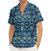 Blue Native Aztec Tribal Pattern Print Men's Deep V-Neck Shirt