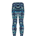 Blue Native Aztec Tribal Pattern Print Men's leggings