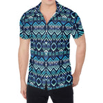 Blue Native Aztec Tribal Pattern Print Men's Shirt
