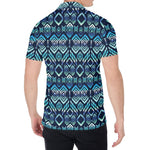Blue Native Aztec Tribal Pattern Print Men's Shirt
