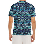 Blue Native Aztec Tribal Pattern Print Men's Short Sleeve Rash Guard