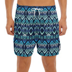Blue Native Aztec Tribal Pattern Print Men's Split Running Shorts