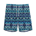 Blue Native Aztec Tribal Pattern Print Men's Athletic Shorts