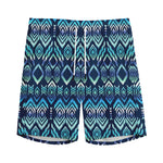 Blue Native Aztec Tribal Pattern Print Men's Sports Shorts