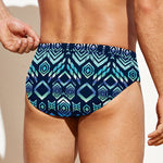 Blue Native Aztec Tribal Pattern Print Men's Swim Briefs