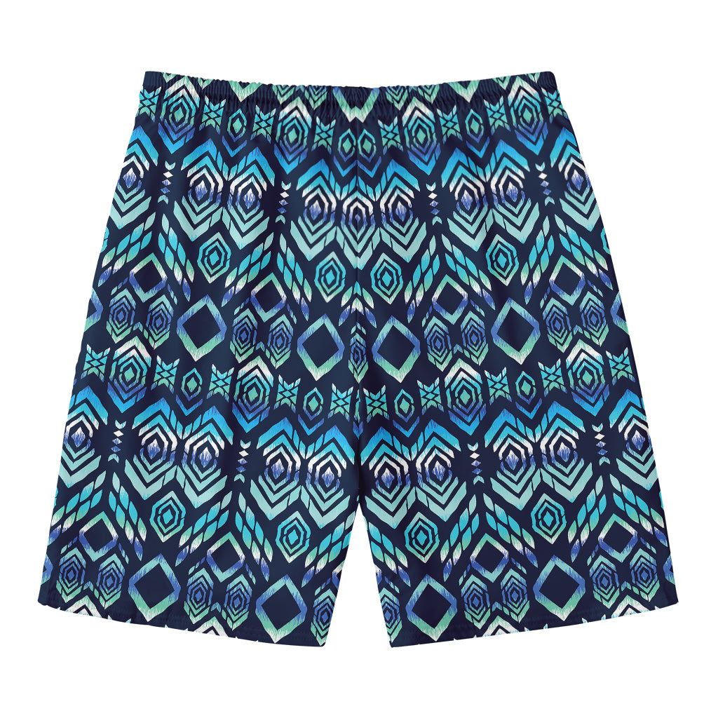 Blue Native Aztec Tribal Pattern Print Men's Swim Trunks