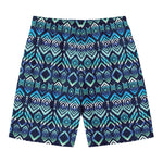 Blue Native Aztec Tribal Pattern Print Men's Swim Trunks